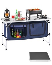 Camping Kitchen Table Folding Portable Cook Station 3 Adjustable Height Aluminum