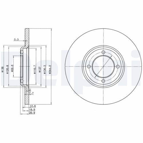 Brake disc delphi bg2061 - brake,