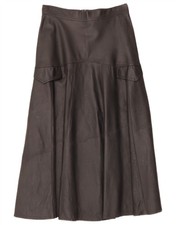 VINTAGE Womens High Waist Leather Skirt W26 Small Black AQ12