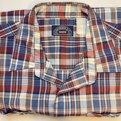 Vintage levi plaid button - levi's,