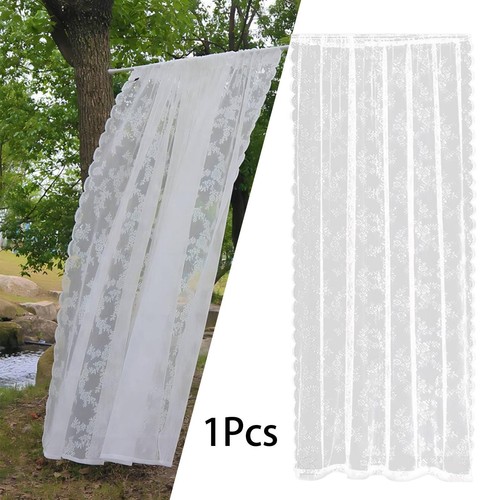 White lace floral net - floral, curtains