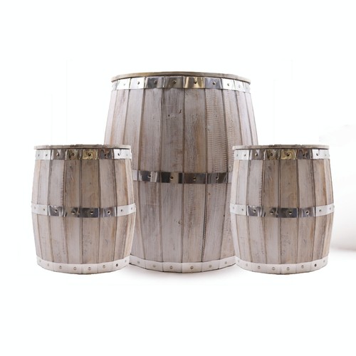 Barrel table and stools set - table,