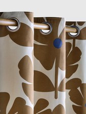 Orla Kiely Wildflower Pair Lined Eyelet Curtain, Coffee, W117 x Drop 137cm