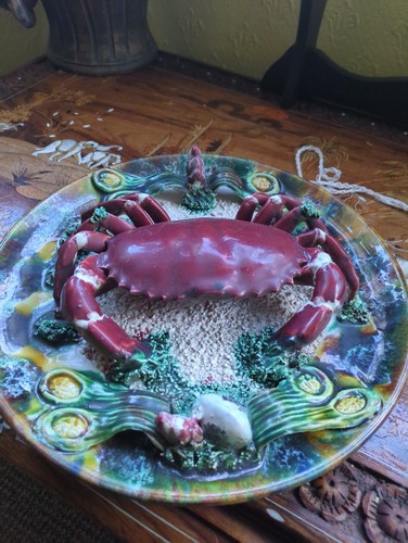 Majolica crab plate mendes - majolica,