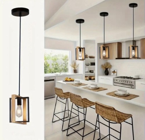 Black metal wood pendant - &,