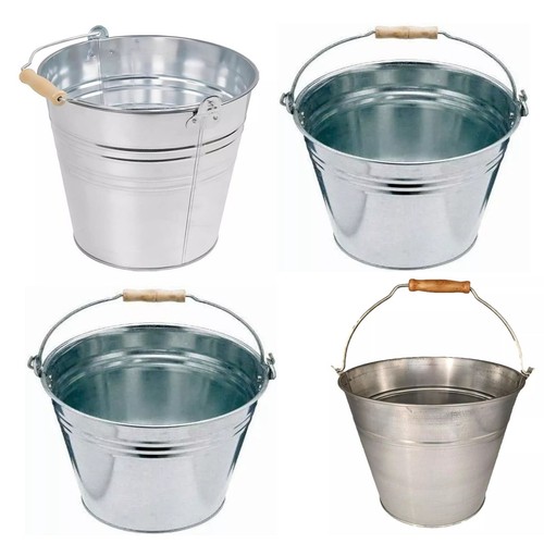 Galvanised metal buckets with - buckets,