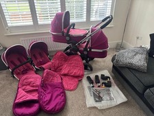 icandy peach 3 blossom twin buggy / pram pink fuchsia