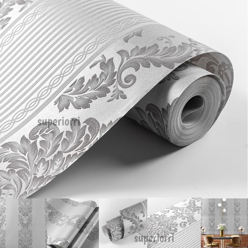 Silver grey damask glitter - grey,