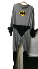 Adult Batman Costume Jumpsuit Grey Black Classic Logo  Fancy Dress [Size Large]