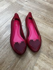 Melissa Womens Jelly Flats Closed Toe EU 38 UK 5 Digital Hearts Red & Purple*