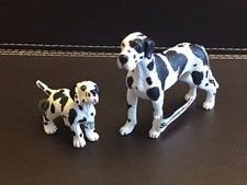 Schleich Great Dane Female And Puppy , With Tags 16384, 16385.  Pristine.