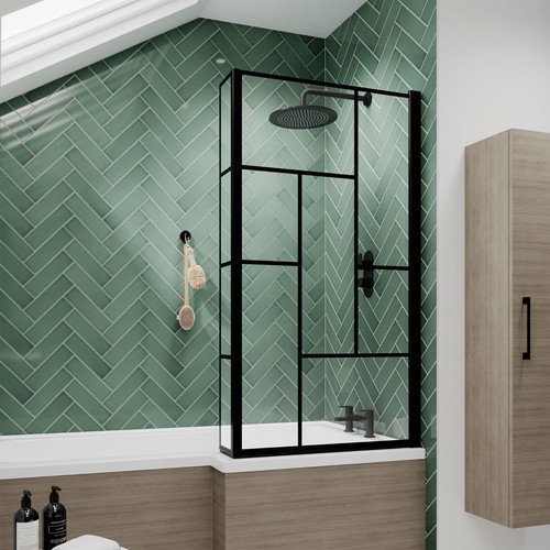 Shaped hinged bath shower - l-shaped,