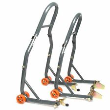 MPW Race Dept Motorcycle Front and Rear Paddock Stand with V-Adapter Combo Pack
