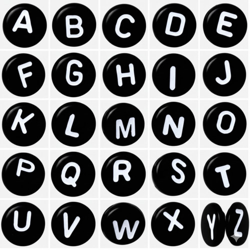 7x4mm black flat round - flat, acrylic