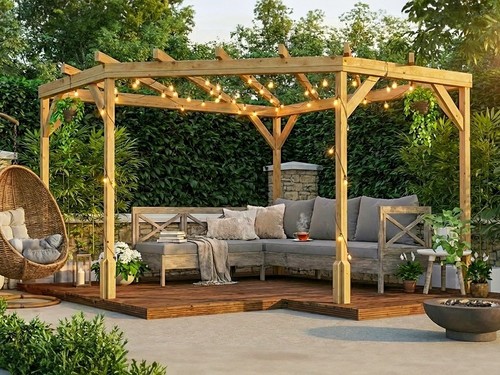 Wooden pergola corner - wooden,