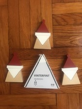 IKEA VINTERFINT "LOT OF 4" RED/WHITE BIRCH/PLYWOOD SANTA CLAUS DECORATIONS [NEW]