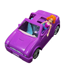 Mattel Polly Pocket @2005 purple car vehicle & girl figure vintage toy kids play