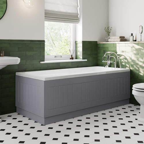 Grey gloss bath panel 1700mm - bath,