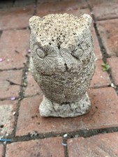 Vintage Very Old Concrete Weathered Owl Garden Ornament