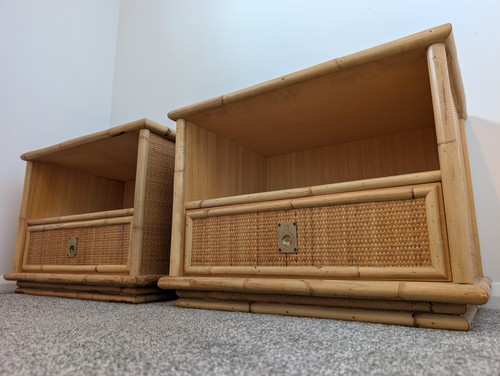 Pair 1970s italian bamboo - italian, &