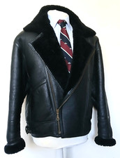VGC VINTAGE LEATHER SHEEPSKIN FLYING JACKET - S - AVIATION CO TYPE B-3 BOMBER