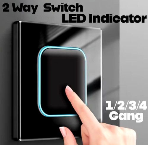 Modern black glass push button - black,