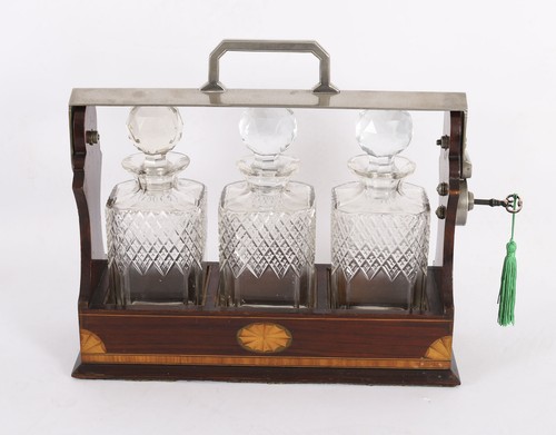 Antique inlaid walnut three - antique,