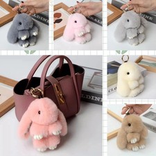 Adorable Fur Bunny Fluffy Rabbit Plush Toy Keyring Bag Charm Pendant Keychain