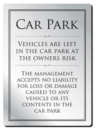 Car park sign liability - park,