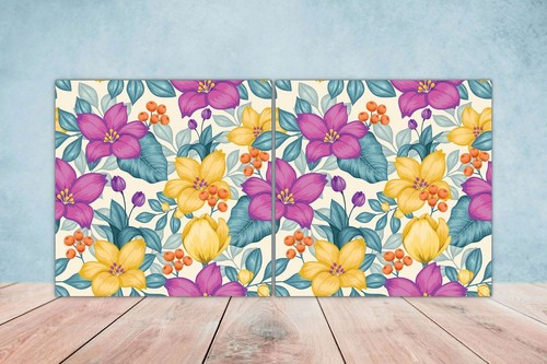 Floral art tiles - mural, kitchen