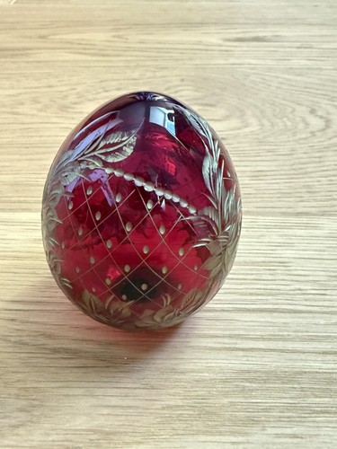 Vintage faberge red glass - glass, egg