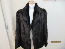 Genuine 100% Rabbit Fur Coat Brown Black UK 14 Used VGC 