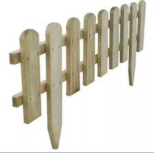 Wooden Picket Fence Panels - Stylish Freestanding Garden & Lawn Border Edging
