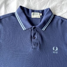 Mens Fred Perry 60th Anniversary Polo Shirt Size Large (L) Blue Made in England