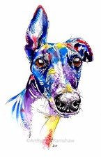 Greyhound Whippet Lurcher art print gifts gift painting poster, Mounting Options