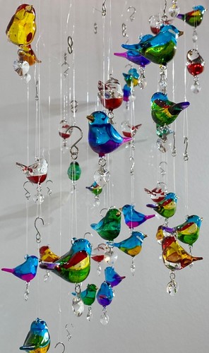 Handmade glass bird hanging - handmade,