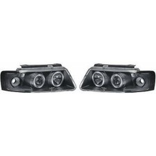 LHD Projector Headlights Pair Angel Eyes Clear Black for VW Passat B5 1996-2000