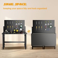 Heavy Duty Workbench with Pegboard Garage Workshop Foldable Work Bench
