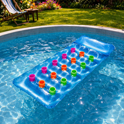 Inflatable blue lounger lilo - blue,