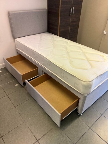 2ft6 3ft grey divan - 2ft6/3ft, size