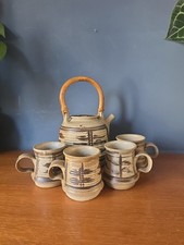 Stoneware Teapot And Mugs