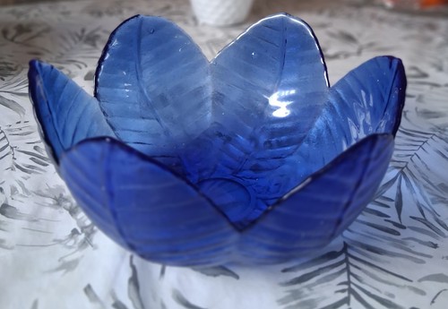 Vintage blue pressed glass - blue,
