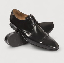 PAUL SMITH LUXURY SHOES - BLACK HIGH SHINE LEATHER 'ROBIN' SHOES UK 8 EU 42 £295