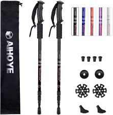 Black Adjustable Anti-Shock Trekking Poles, Lightweight Hiking & Walking Sticks
