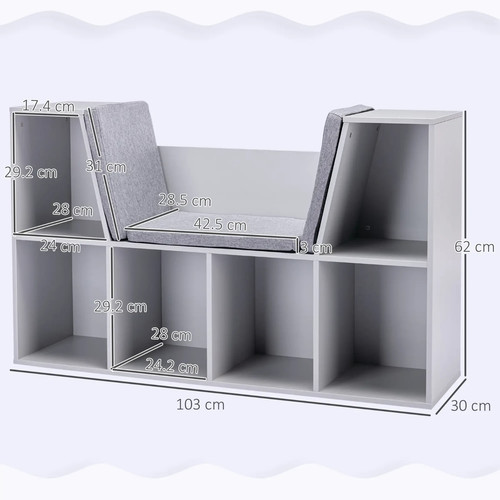 Grey kids bookshelf - grey, toy