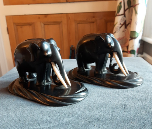 Two vintage small ebony - two, vintage,small