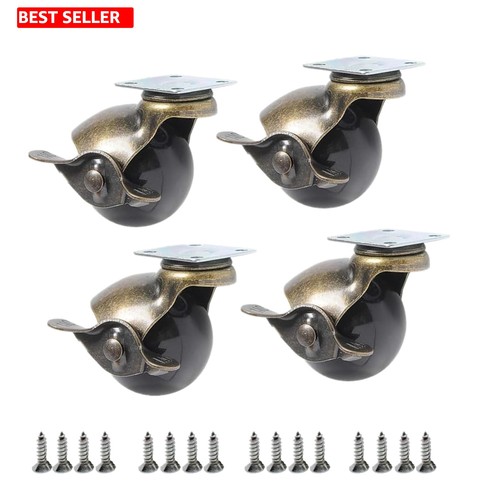 Antique brass ball casters - antique,