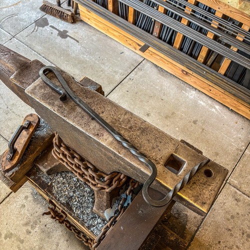 Hand forged fire rake solid - forged,