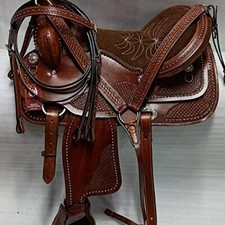 Western Leather Saddle Barrel Racing Pleasure Trail Horse Saddle & tack