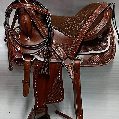 Western leather saddle barrel - leather,